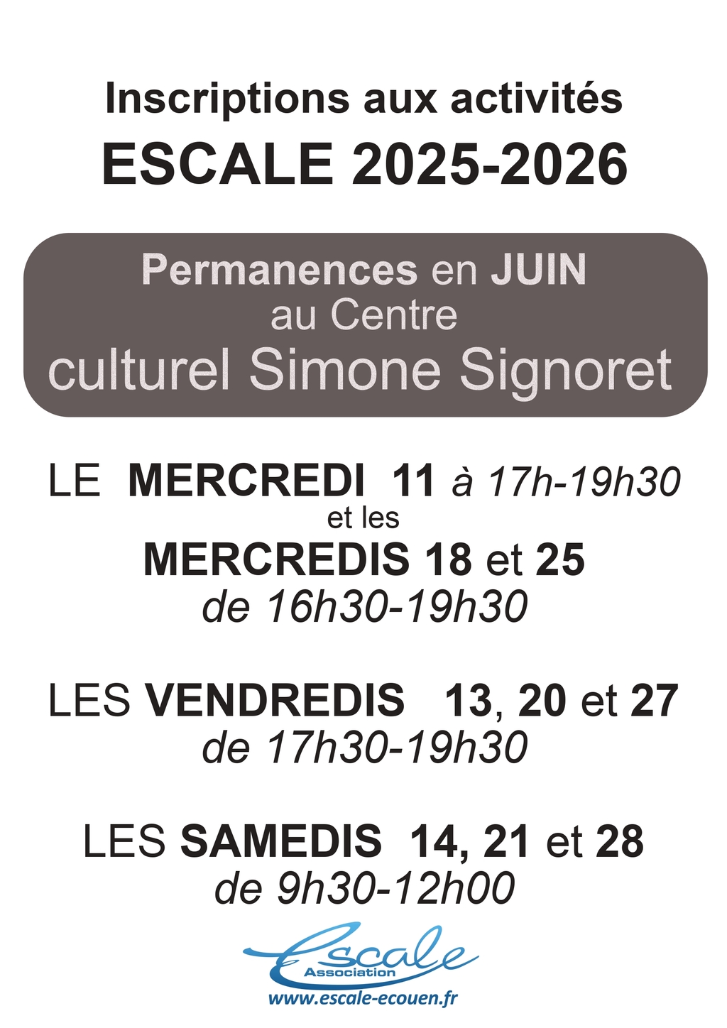 LANCEMENT DES INSCRIPTIONS 2025 - 2026